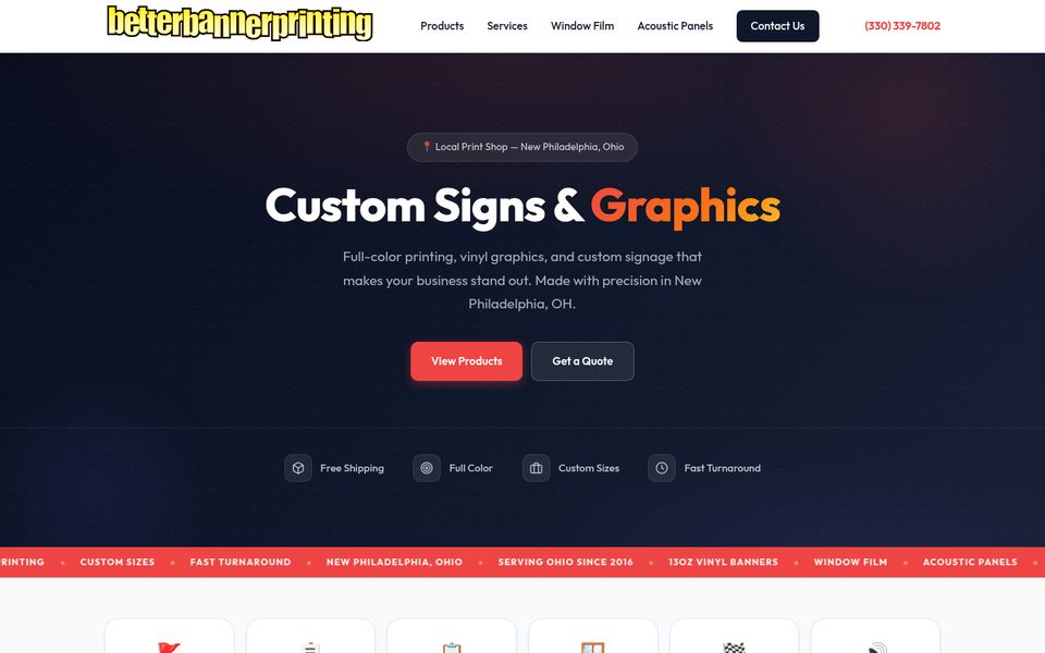 Better Banner Printing website homepage