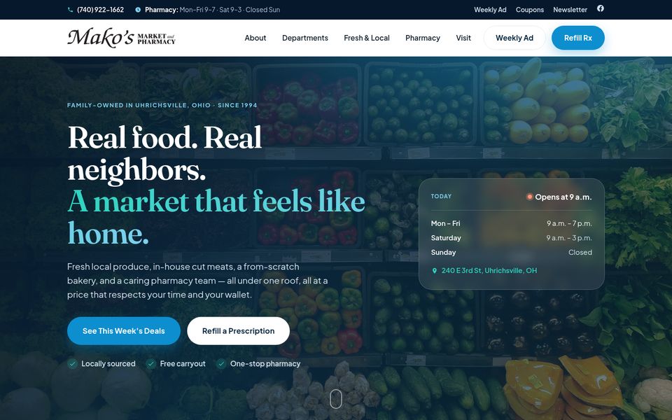 Mako's Market and Pharmacy website homepage